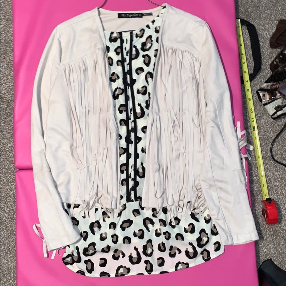 2 Piece Set By Together Fringed jacket & Top